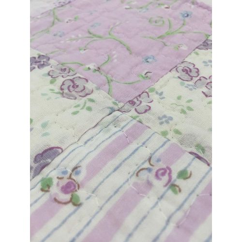  Cozy Line Home Fashions Love of Lilac Bedding Quilt Set, Light Purple Orchid Lavender Floral Real Patchwork 100% Cotton Reversible Coverlet, Bedspread, Gifts for Girls Women (Lilac