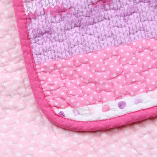  100% Cotton Lightweight but Warm Pink Butterfly Stripe Hearts Girls Bedding Quilt Set FullQueen by Cozy Line Home Fashions