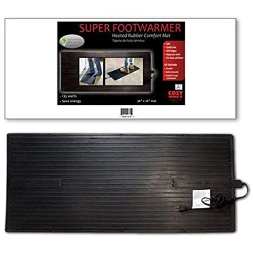  Cozy Products Electric Foot Warmer Mat-Heated Rubber Pad, Small Portable Floor Heater, for Home, Office, Garage, Car Use, 120 Volts, 8 lbs, 36.5 x 16 x 0.25, Black