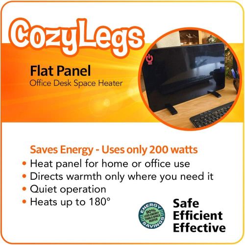  Cozy Products Cozy Legs Flat Panel Office Desk Space Heater - 200-Watts, ETL Listed, Energy Efficient Design, 19 x 13 Inches, 5 lbs., Black