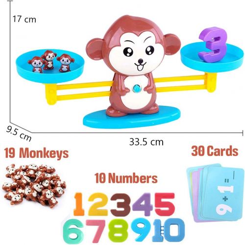  [아마존베스트]CozyBomB Monkey Balance Counting Toys Games - Math Educational Toddler STEM Toy for 3 4 5 Years Old Age Kindergarten - Number Learning Material for Boys and Girls