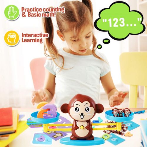  [아마존베스트]CozyBomB Monkey Balance Counting Toys Games - Math Educational Toddler STEM Toy for 3 4 5 Years Old Age Kindergarten - Number Learning Material for Boys and Girls