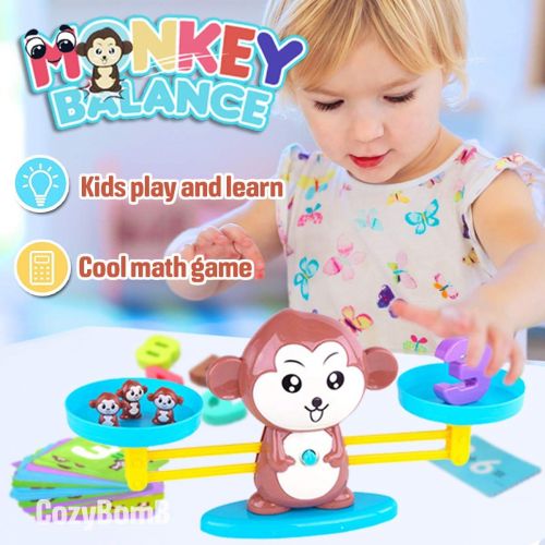  [아마존베스트]CozyBomB Monkey Balance Counting Toys Games - Math Educational Toddler STEM Toy for 3 4 5 Years Old Age Kindergarten - Number Learning Material for Boys and Girls