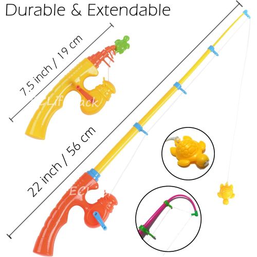  [아마존베스트]CozyBomB Magnetic Fishing Toys Game Set for Kids Water Table Bathtub kiddie Pool Party with Pole Rod Net, Plastic Floating Fish - Toddler Learning all Size Color Ocean Sea Animals