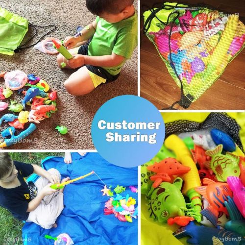  [아마존베스트]CozyBomB Magnetic Fishing Toys Game Set for Kids Water Table Bathtub kiddie Pool Party with Pole Rod Net, Plastic Floating Fish - Toddler Learning all Size Color Ocean Sea Animals