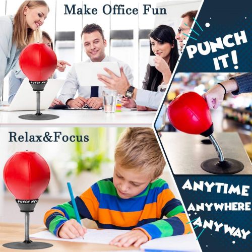  CozyBomB Desktop Punching Bag Gag Gifts for him - Stress Buster Relief Free Standing Desk Table Boxing Punch Ball Suction Cup Reflex Strain and Tension Toys for Boys Him Father Kid