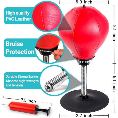  CozyBomB Desktop Punching Bag Gag Gifts for him - Stress Buster Relief Free Standing Desk Table Boxing Punch Ball Suction Cup Reflex Strain and Tension Toys for Boys Him Father Kid