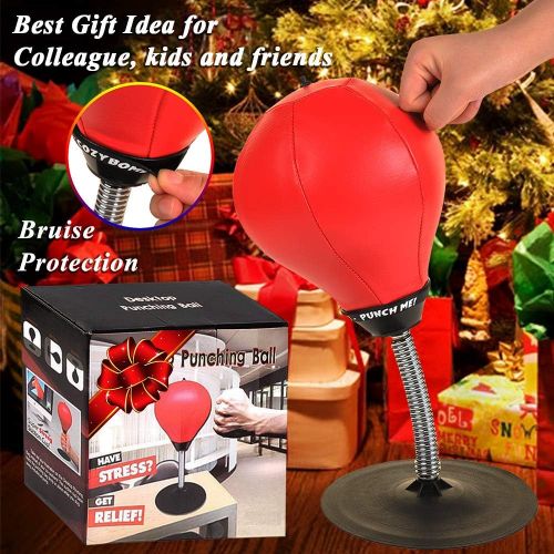  CozyBomB Desktop Punching Bag Gag Gifts for him - Stress Buster Relief Free Standing Desk Table Boxing Punch Ball Suction Cup Reflex Strain and Tension Toys for Boys Him Father Kid