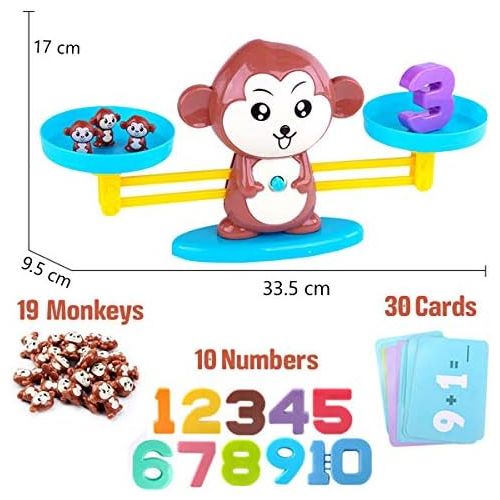  [아마존베스트]CozyBomB Monkey Balance Counting Cool Math Games - STEM Toys for 3 4 5 Year olds Cool Math Educational Kindergarten - Number Learning Material for Boys and Girls