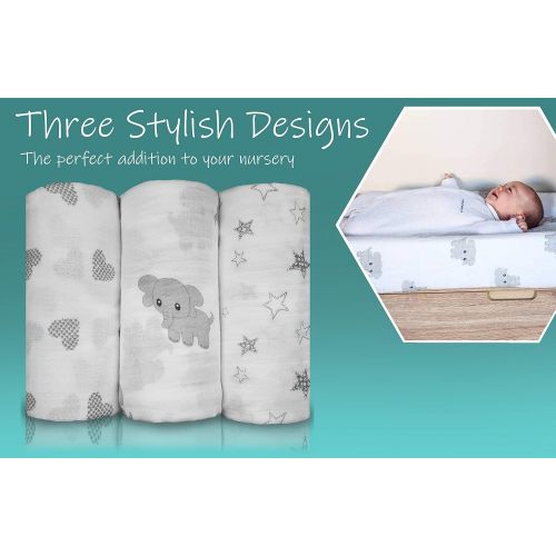  CozyBubs Newborn Swaddle Blankets Set [3-Pack]  Ultra Soft, 100% Cotton Muslin Receiving Blankets ...