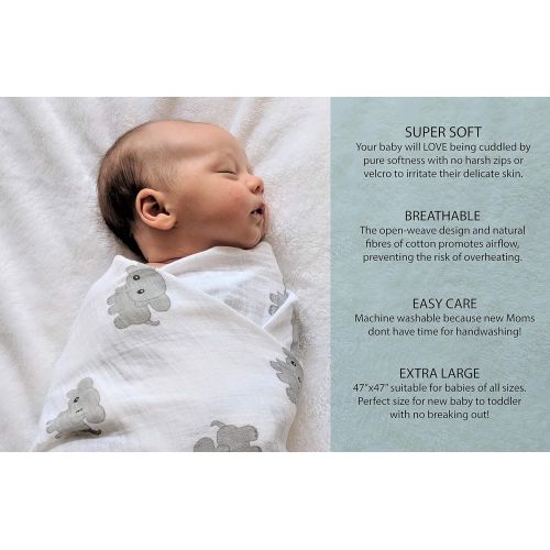  CozyBubs Newborn Swaddle Blankets Set [3-Pack]  Ultra Soft, 100% Cotton Muslin Receiving Blankets ...