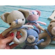 CozyHouseShop Crochet rattle 1 PCS, cat rattle, bear rattle, newborn rattle, amigurumi rattle, handmade rattle, baby rattle, newborn toy, toy for newborn