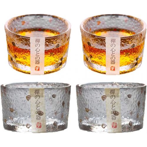  [아마존베스트]CozyHuluu Set of 4 Glass Sake Cups, Japanese sake cup sake set, Japanese Tea cups, soju glass, saki cup set, sake glasses, sake cup, Japan shot glass