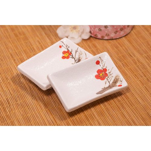  [아마존베스트]CozyHuluu Japanese style 4 packs 3.5 inch soy sauce dish dipping sauce dish dipping bowls dip cups small bowls for dipping japanese plates sushi plate