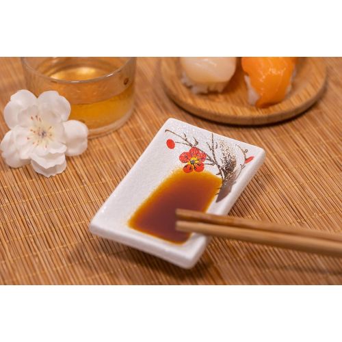  [아마존베스트]CozyHuluu Japanese style 4 packs 3.5 inch soy sauce dish dipping sauce dish dipping bowls dip cups small bowls for dipping japanese plates sushi plate