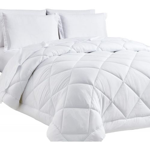  [아마존베스트]CozyLux Twin Bed in a Bag Comforter Sets with Comforter and Sheets 5 Pieces for Girls and Boys White All Season Bedding Sets with Comforter, Pillow Sham, Flat Sheet, Fitted Sheet a