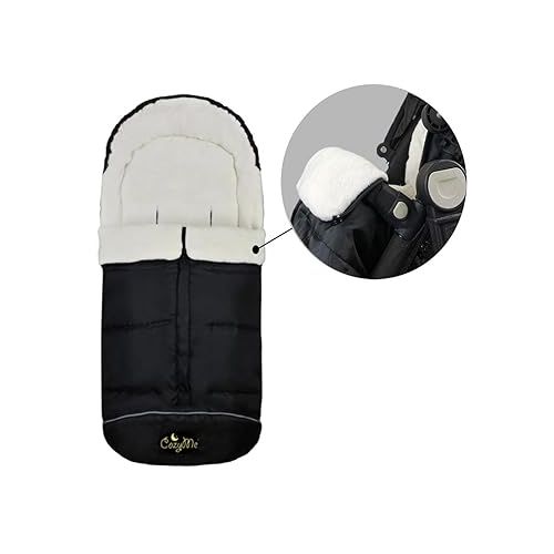 3 in 1 Winter Outdoor Tour Toddler Universal Stroller Sleeping Bag, Waterproof Footmuff, Length/Height/Temperature Adjustable Baby Bunting Bag, Black