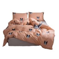 Cozydecor Cartoon Animals Dog Printed Duvet Cover Set Twin Kids Bedding Set Cotton Reversible 3 Pieces Boys Girls Bedding Duvet Cover with 2 Pillowcases Children Bedding Sets Zippe