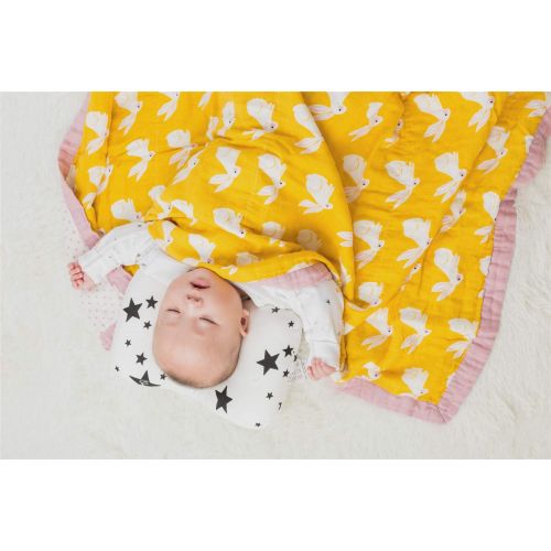  Cozyholy Fancy Design 100% Cotton Baby Muslin Swaddle Blankets Swaddle Wrap Receiving Blanket, Stroller Cover Baby Bath Towels (Yellow Rabbit, 47x47 inch)