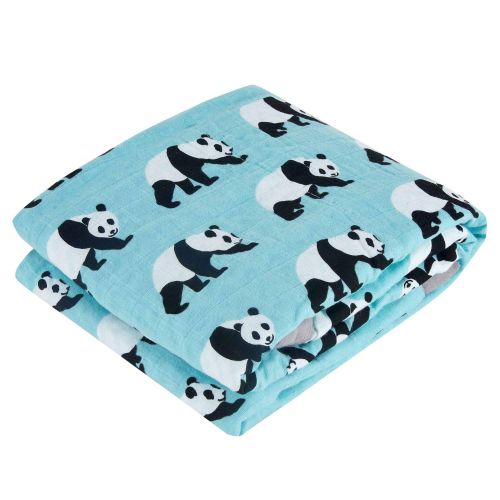 Cozyholy Fancy Design 100% Cotton Baby Muslin Swaddle Blankets Swaddle Wrap Receiving Blanket, Stroller Cover Baby Bath Towels (Cute Panda, 47x47 inch)