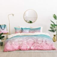 Cozyholy 5 Piece Queen White Baby Pink Bedding, All Season Moroccan Linen Duvet Cover, Modern Tie Dyed Duvet Cover, Beautiful Rose Peach Design, Zipper Closure Ultra Soft Art Geometric Patt