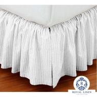Cozylife Royal Linen Collection Hotel Quality 800TC Pure Cotton Dust Ruffle Bed Skirt 14 Drop length 100% Natural Cotton Queen Size White Stripe