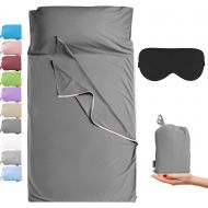 Cozysilk Sleeping Bag Liner with Zipper - Pure Cotton Sleep Sack Adult - Travel Sheet for Hotel & Backpacking, Pure Silk Sleep Mask Included