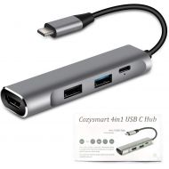 Cozysmart USB C Hub, USB Type C 3.1(Compatible Thunderbolt 3) to 4K HDMI Adapter, USB-C to Multiport Dock HDMIUSB 3.0USB 2.080W USBC PD Port for MacBookPro, Dell XPS, HP Spectr