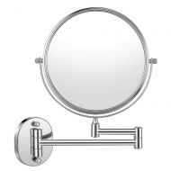 Cozzine Wall Mount Makeup Mirror, 10X Magnifying Two Side Vanity Extendable Bathroom Mirror, Chrom Finish (10X, Silver)