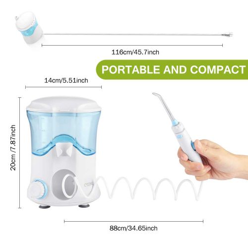  Cozzine Water Dental Flosser 600ml, Large Water Capacity Leak-Proof Electric Quiet Design with 9 Multifunctional Tips Countertop Dental Oral Irrigator for Home & Travel