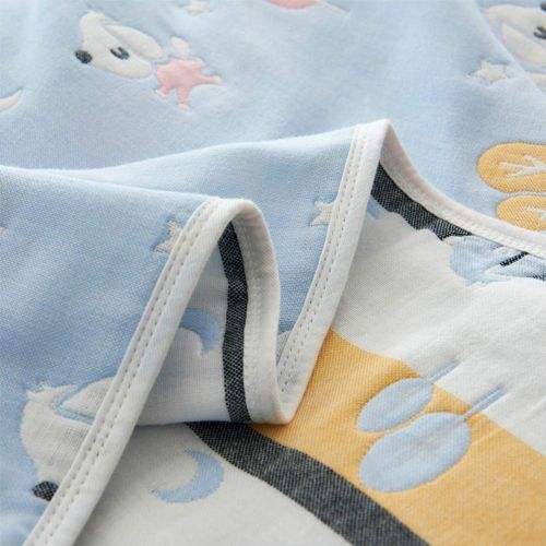  Cozzy Soft Breathable 6 Layers Cotton Muslin Throw Blanket for Bed Sofa Couch Boys Teens Adult Men Summer Thin Quilt Coverlet Twin Size 59 x 79 Reversibe Plaid Blue & White