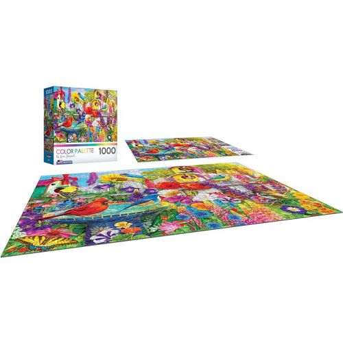  RoseArt - Color Palette - Bird Bath Garden - 1000 Piece Jigsaw Puzzle for Adults