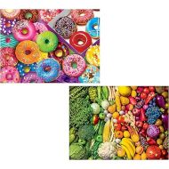 RoseArt - Kodak Premium Puzzle Set - I Love Donuts and Rainbow Superfoods - 2-1000 Piece Jigsaw Puzzles for Adults