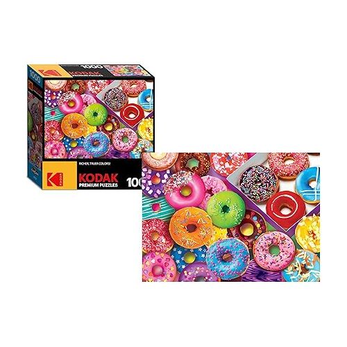  RoseArt - Kodak Premium Puzzle Set - I Love Donuts and Rainbow Superfoods - 2-1000 Piece Jigsaw Puzzles for Adults