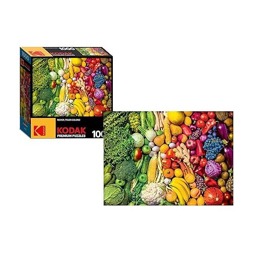  RoseArt - Kodak Premium Puzzle Set - I Love Donuts and Rainbow Superfoods - 2-1000 Piece Jigsaw Puzzles for Adults