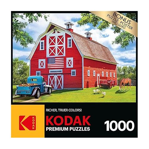  RoseArt - Kodak Premium - Pretty Red Barn - 1000 Piece Jigsaw Puzzle for Adults