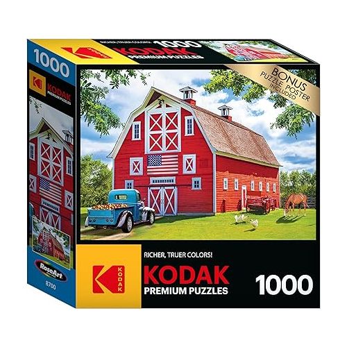  RoseArt - Kodak Premium - Pretty Red Barn - 1000 Piece Jigsaw Puzzle for Adults