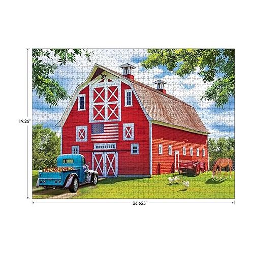  RoseArt - Kodak Premium - Pretty Red Barn - 1000 Piece Jigsaw Puzzle for Adults