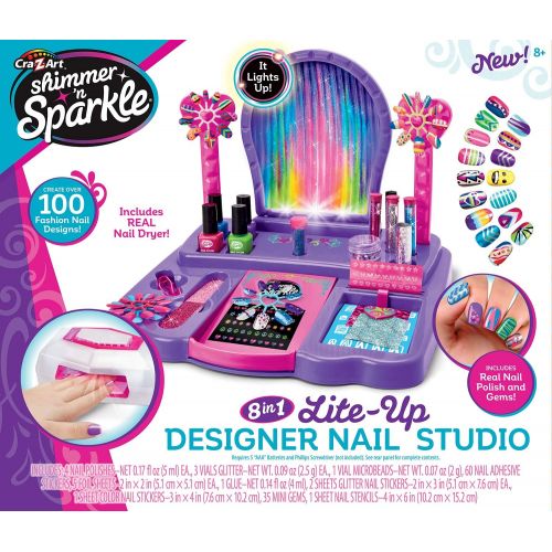  Cra-Z-Art Shimmer ‘N Sparkle Real Light Up 8-in-1 Nail Design Studio