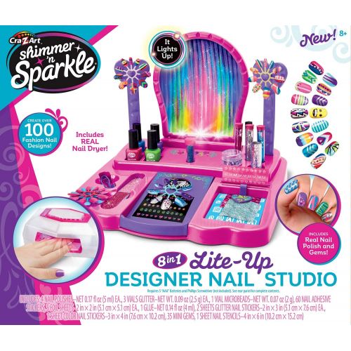  Cra-Z-Art Shimmer ‘N Sparkle Real Light Up 8-in-1 Nail Design Studio