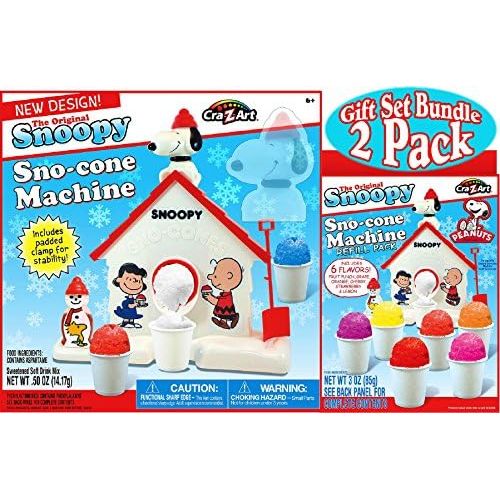  Cra-Z-Art Snoopy Original Sno-Cone (Snow Cone) Machine & Refill (3oz) Pack Gift Set Bundle - by Unknown