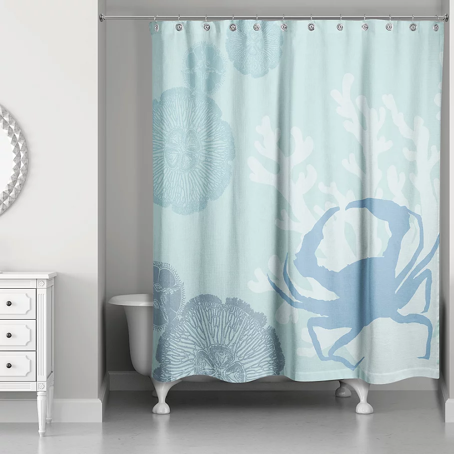  Crab Walk Shower Curtain in Blue