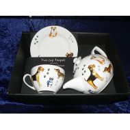 /Crackinchina Dogs Teapot cup and saucer gift boxed