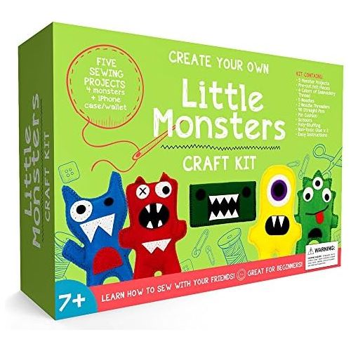  [아마존베스트]CraftLab Little Monsters Beginners Sewing Craft Kit for Kids (Ages 7 to 12)
