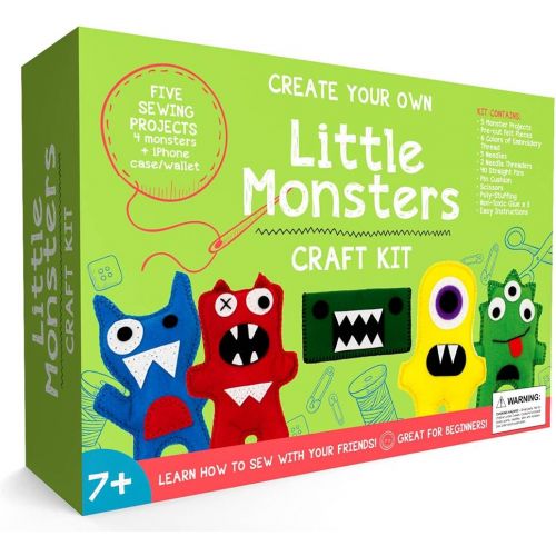  [아마존베스트]CraftLab Little Monsters Beginners Sewing Craft Kit for Kids (Ages 7 to 12)