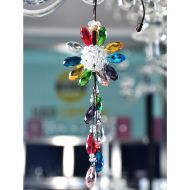 Craftboutiquenyc LARGE Rainbow Flower Sun Catcher | Colorful Crystal Suncatcher | Glass Rainbow Sun Reflector 16 x 3 Inches | Glass Decoration