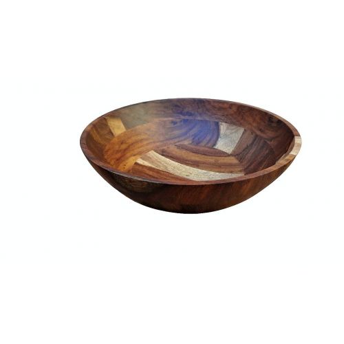  Craftiers Kitchens 7-Inch Rosewood Wooden Salad Bowls - Set of 4 Bowls for Cereal Fruit Pasta Rose Wood Bowl Set