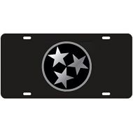 Craftique Tennessee Volunteers Black Tri-Star Laser Cut License Plate - Mirrored Logo