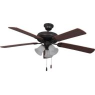 Litex E-DCF52FBZ5C3 Decorators Choice 52-Inch Ceiling Fan with Five Reversible Dark OakMahogany Blades and Three Light Kit with Ribbed Frosted Glass