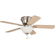 Craftmade Flush Mount Ceiling Fan with Light WC42BNK5C3F Wyman Brushed Nickel 42 Inch Hugger Bedroom Fan